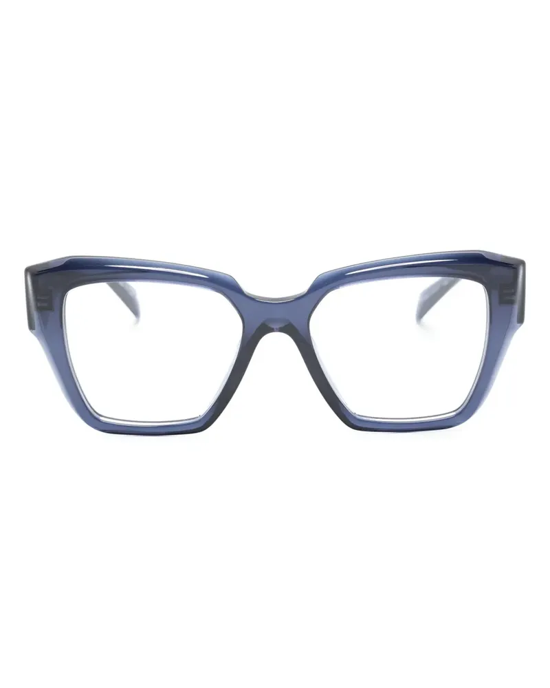 Prada Eckige Brille mit emailliertem Triangel-Logo - Blau Blau