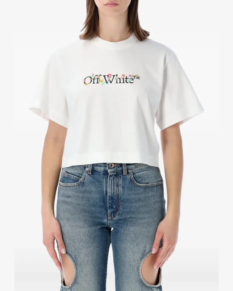 OFF-WHITE floral-print crop T-shirt - Weiß Weiß