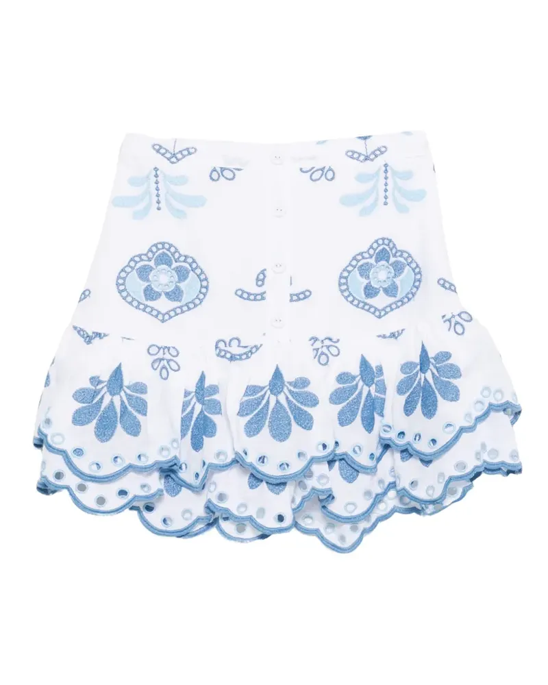 Charo Ruiz Leora embroidered mini skirt - Weiß Weiß