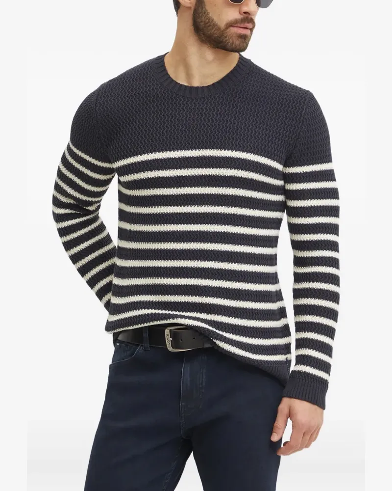 JOOP! Strukturierter Pullover mit Streifen - Blau Blau
