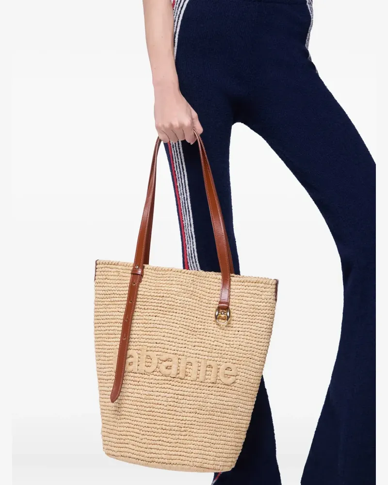 Paco Rabanne Tote Bag aus gewebtem Bast - Nude Nude