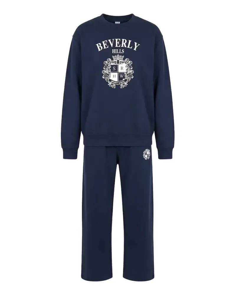 SPORTY & RICH BH Crest Wide logo-print track pants - Blau Blau