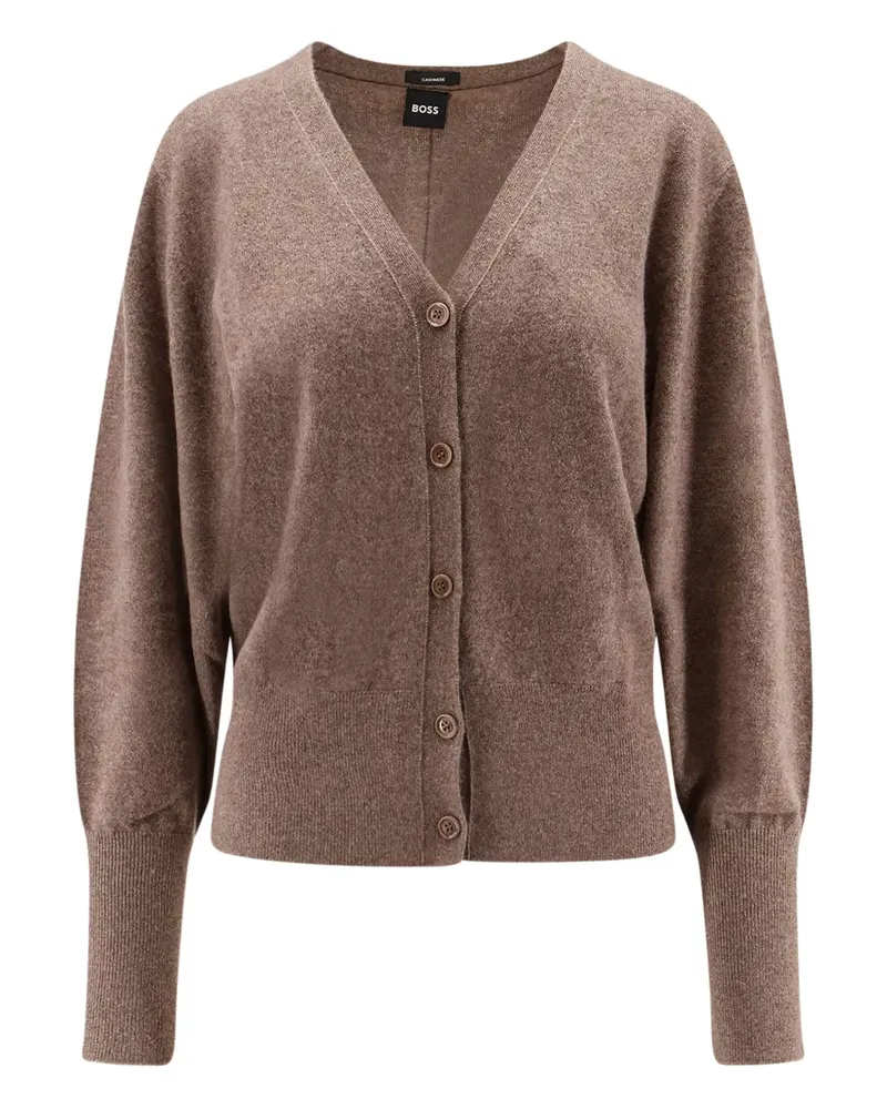HUGO BOSS button V-neck cardigan - Braun Braun