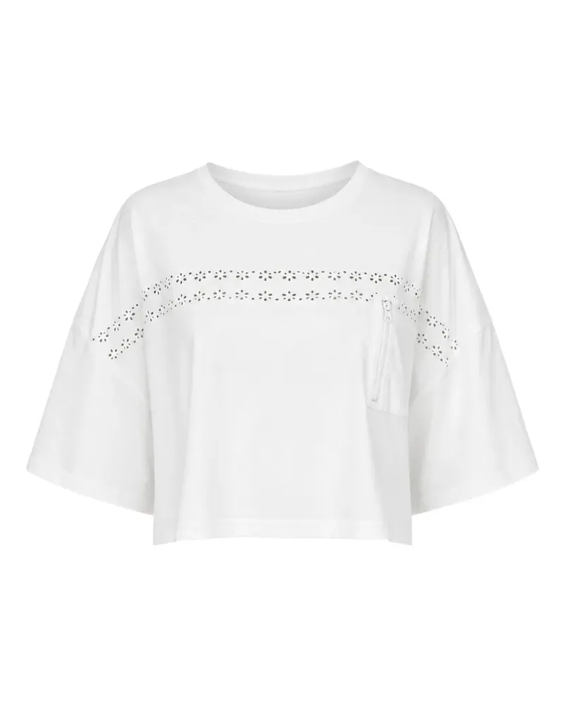 LoveShackFancy T-Shirt mit Lochstickerei - Weiß Weiß