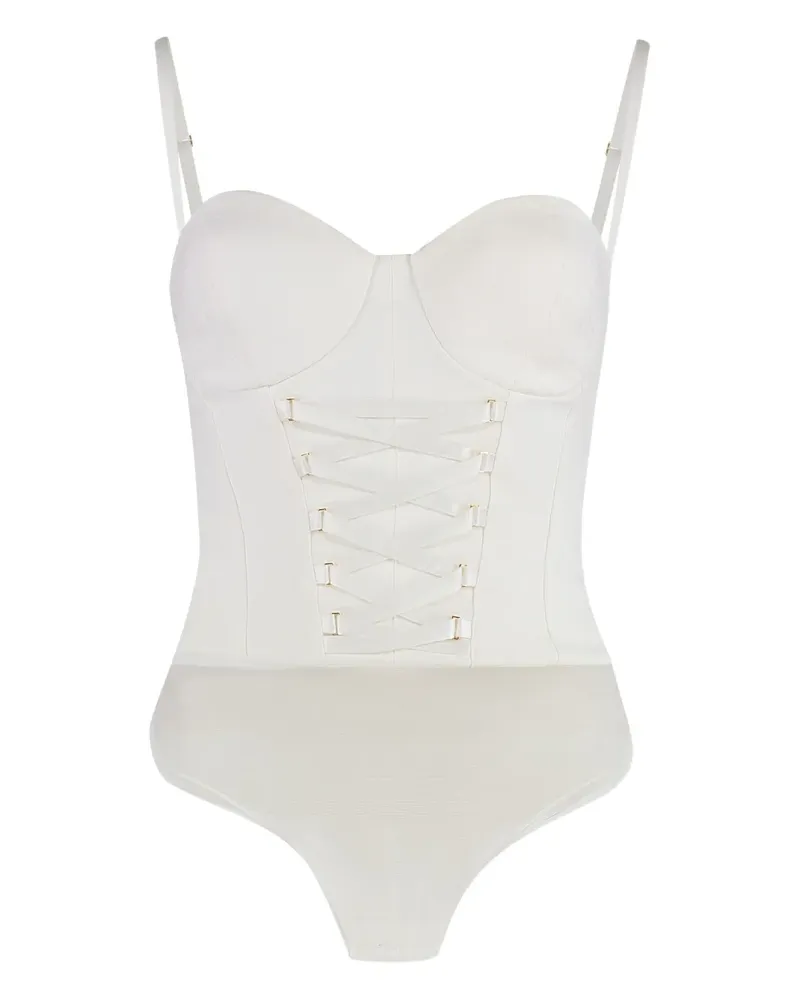 Elisabetta Franchi Body mit überkreuzten Trägern - Weiß Weiß