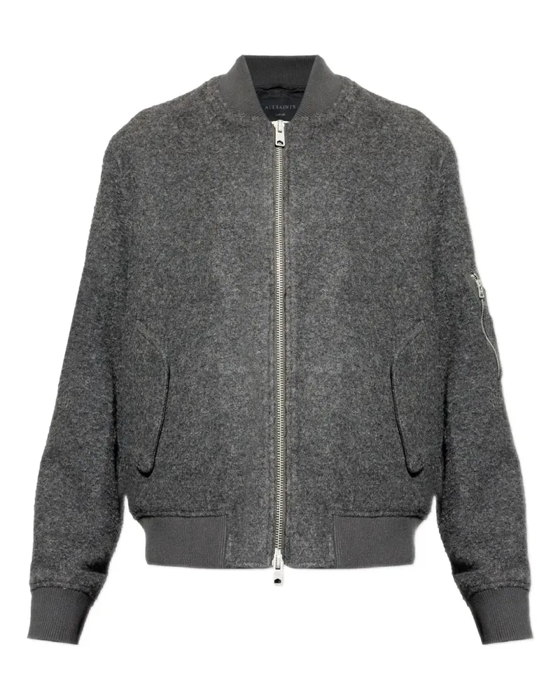 AllSaints Saku Bomberjacke mit Reißverschluss - Grau Grau