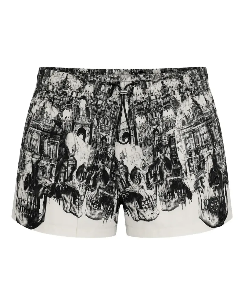 Philipp Plein swimming shorts skull hotel - Weiß Weiß