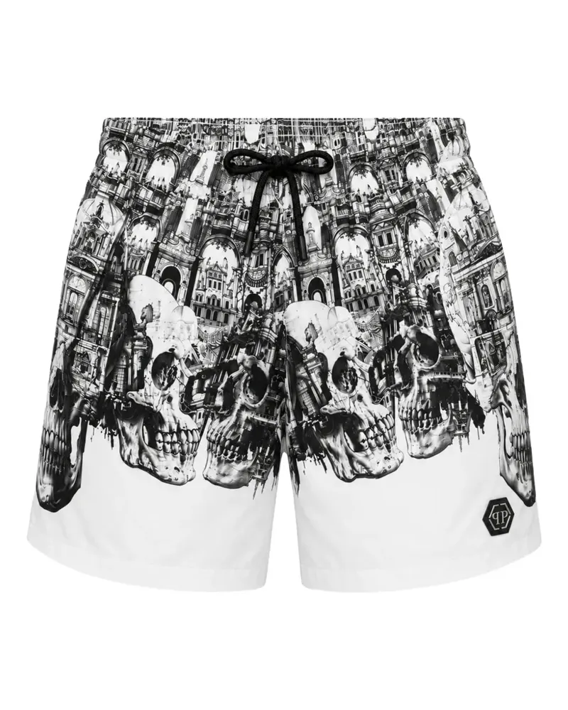 Philipp Plein Badeshorts mit Totenkopf - Weiß Weiß