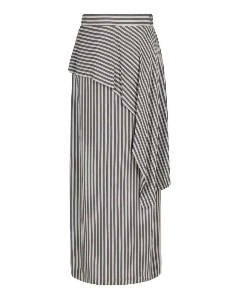 TELA Tilda striped ruffled midi skirt - Schwarz Schwarz