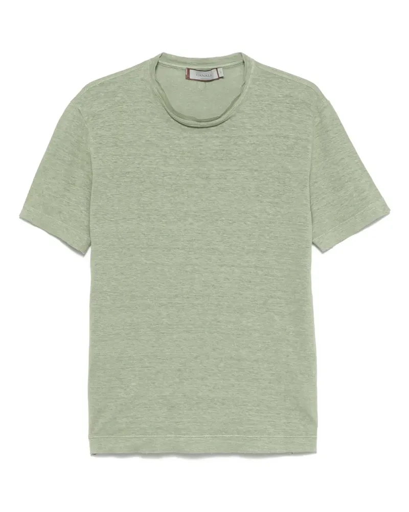 Canali T-Shirt aus Leinen - Grün Grün
