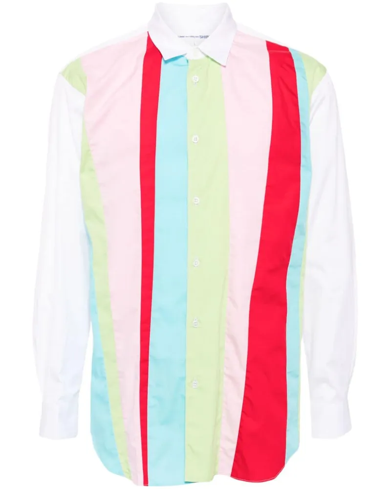 Comme des Garçons Gestreiftes Hemd - Weiß Weiß