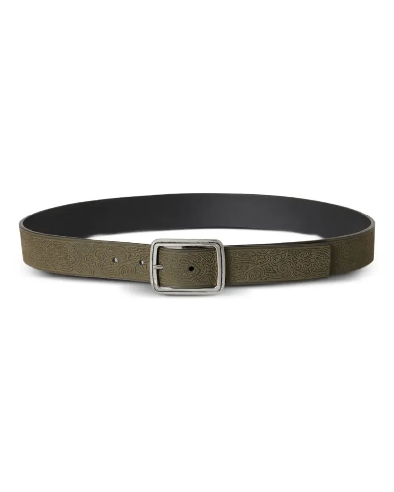 Etro reversible leather belt with engraved motif - Grün Grün