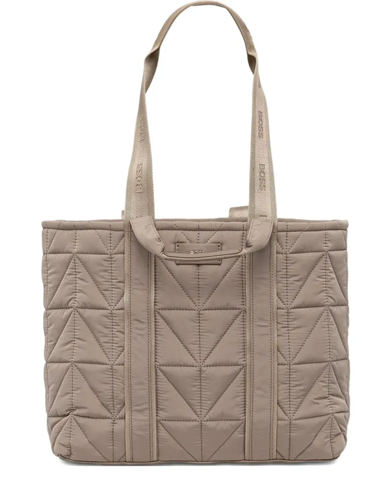 HUGO BOSS quilted logo-patch tote bag - Nude Nude