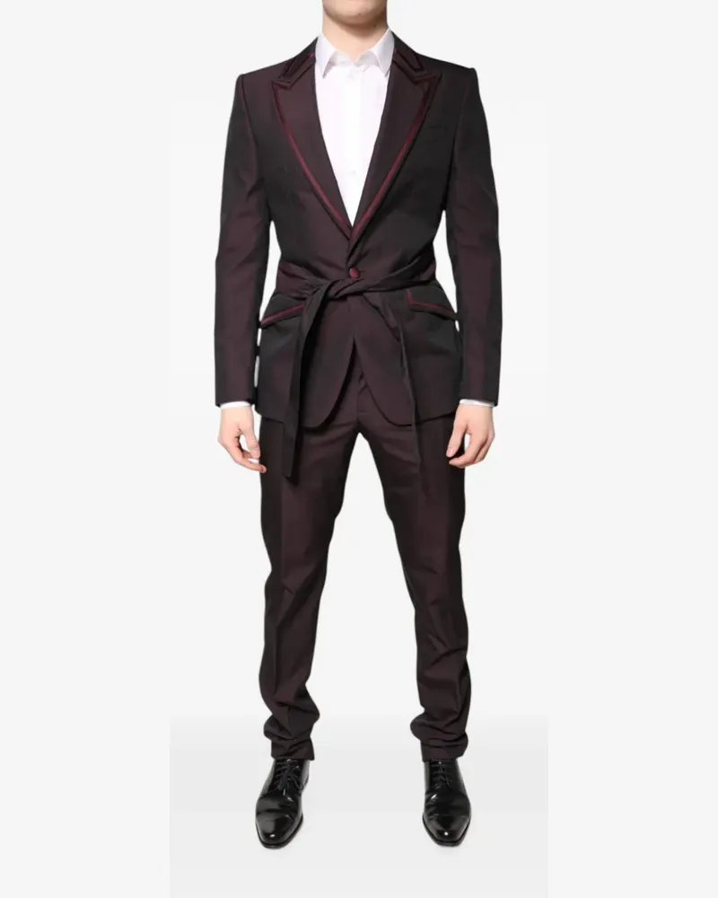 Dolce & Gabbana satin-trimmed belted suit - Rot Rot