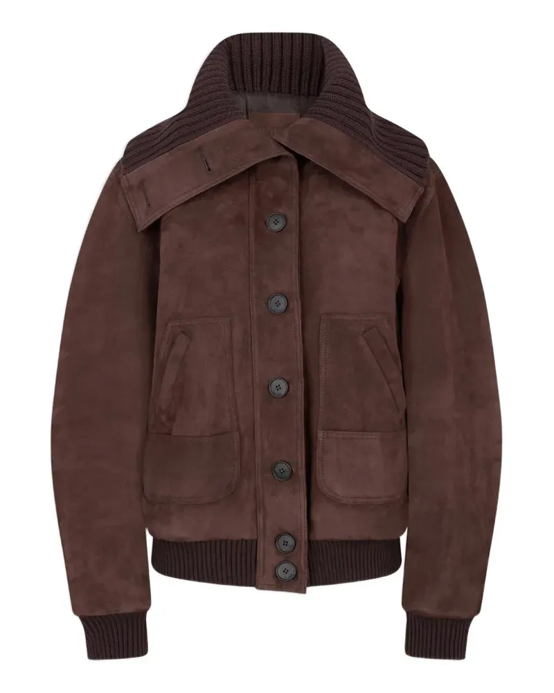 ATTICO Wildlederjacke mit geripptem Kragen - Braun Braun