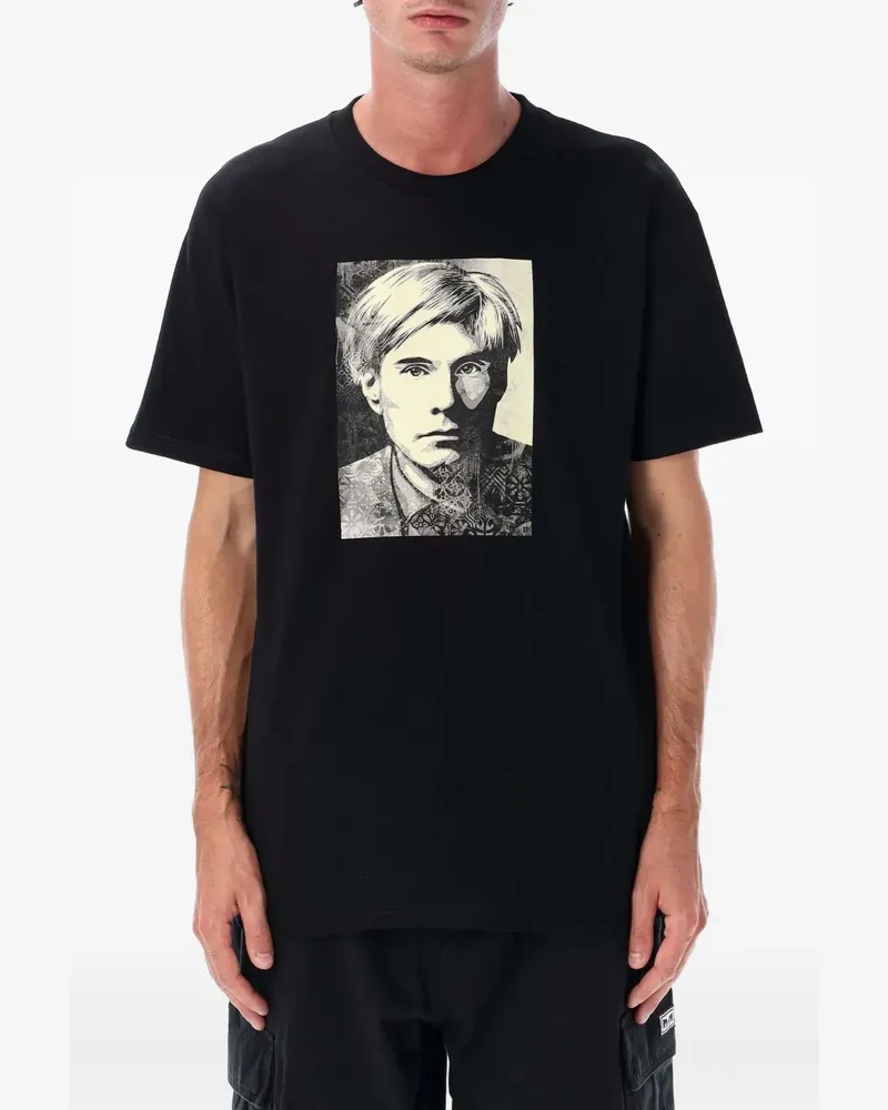 Obey T-Shirt mit Warhol-Porträt - Schwarz Schwarz