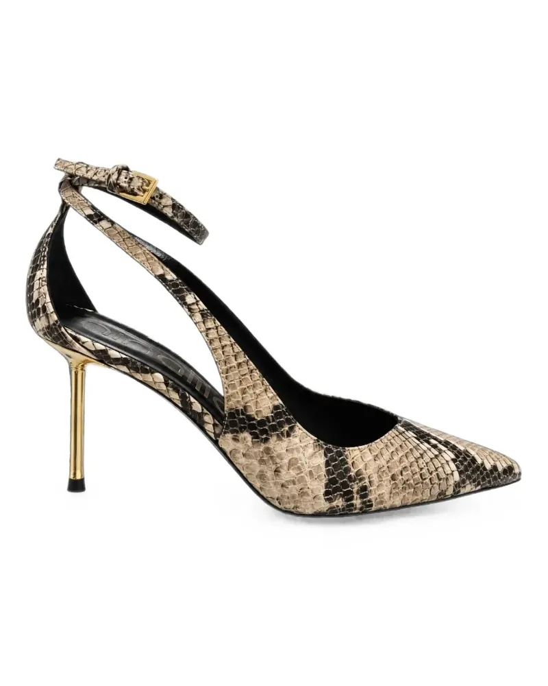 NINALILOU Spitze Pumps mit Python-Effekt - Nude Nude