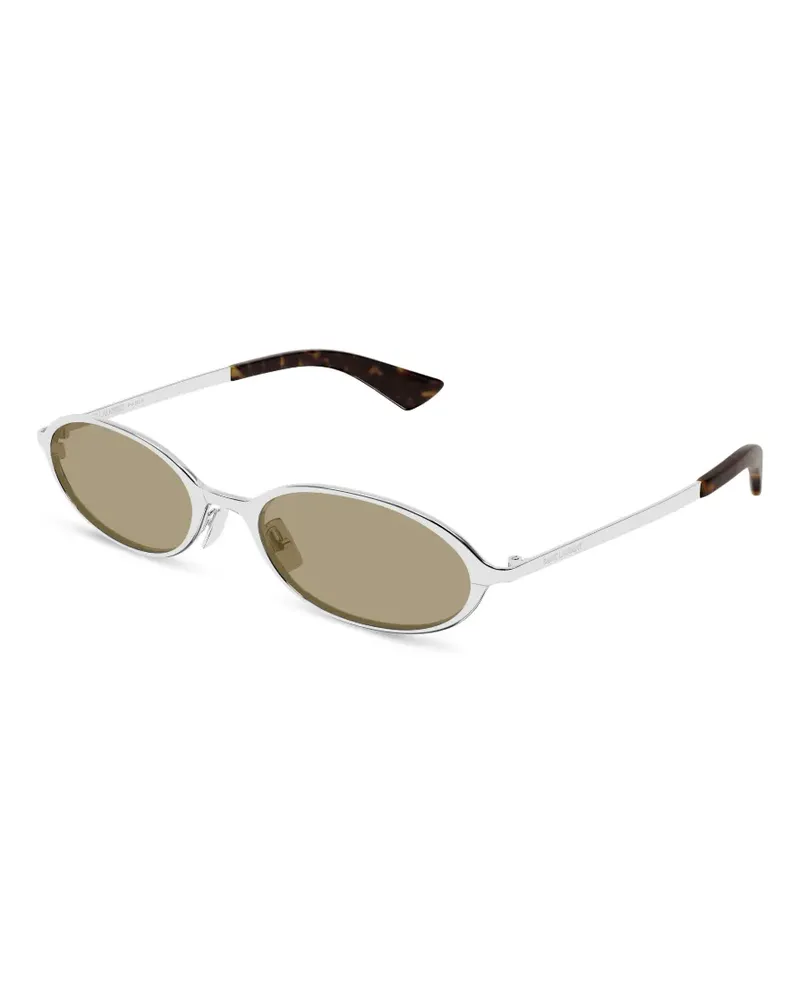 Saint Laurent Sonnenbrille mit ovalem Gestell - Silber Silber