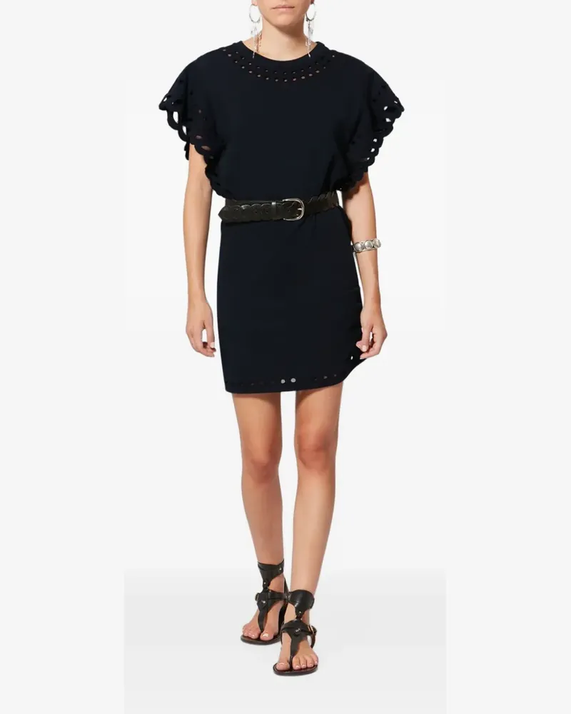 Isabel Marant Orlane broderie-anglaise ruffled-sleeve mini dress - Schwarz Schwarz