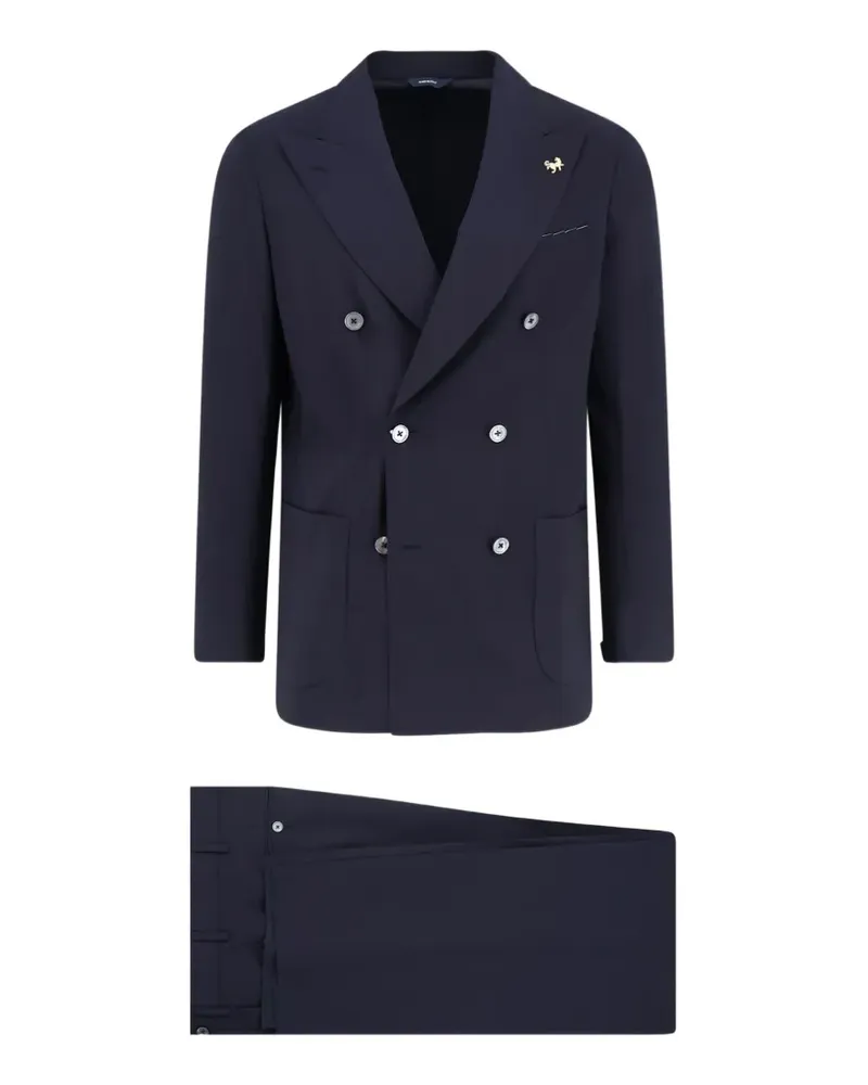 Tombolini Doppelreihiger Zero Gravity Leinenanzug - Blau Blau
