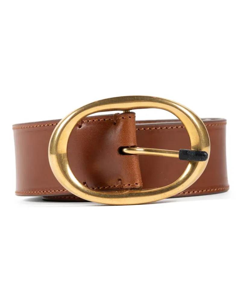 TWP oval-buckle leather belt - Braun Braun