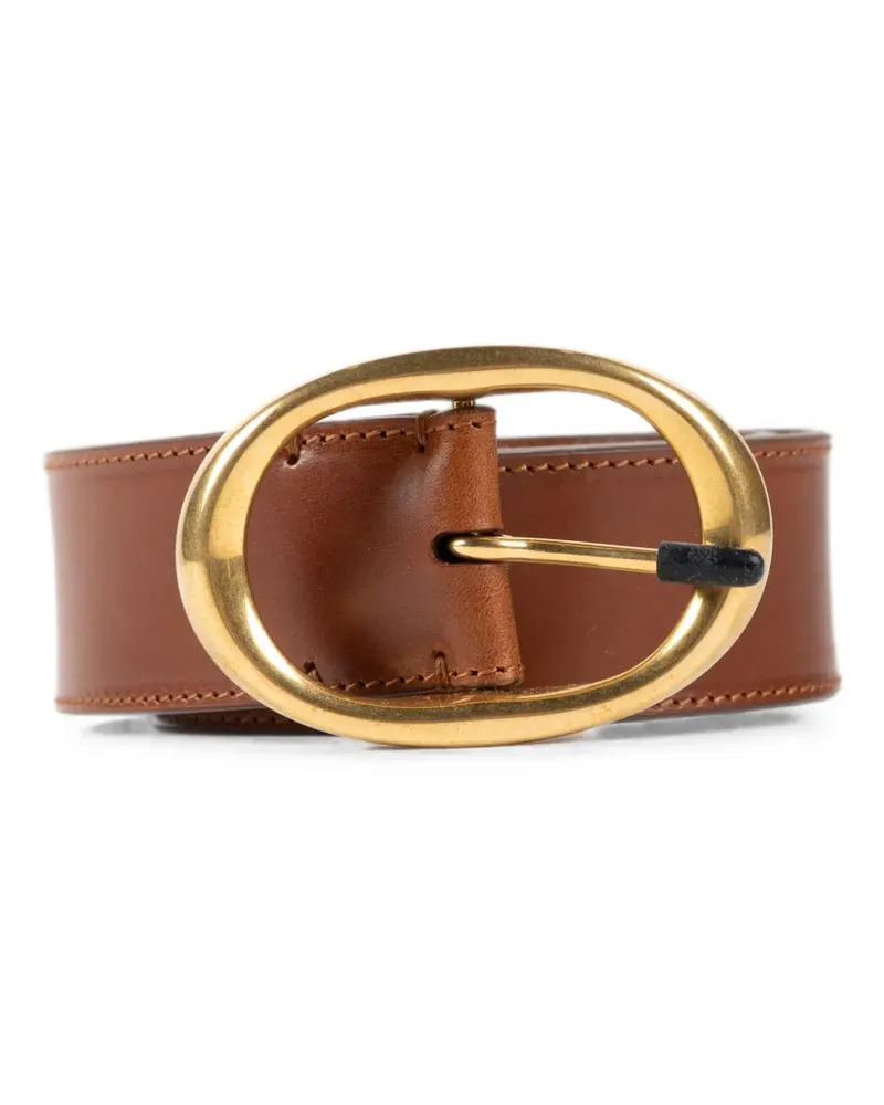 TWP oval-buckle leather belt - Braun Braun