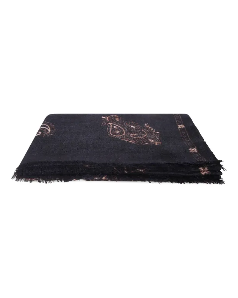 Dell'oglio Ausgefranster Schal mit Paisley-Print - Blau Blau