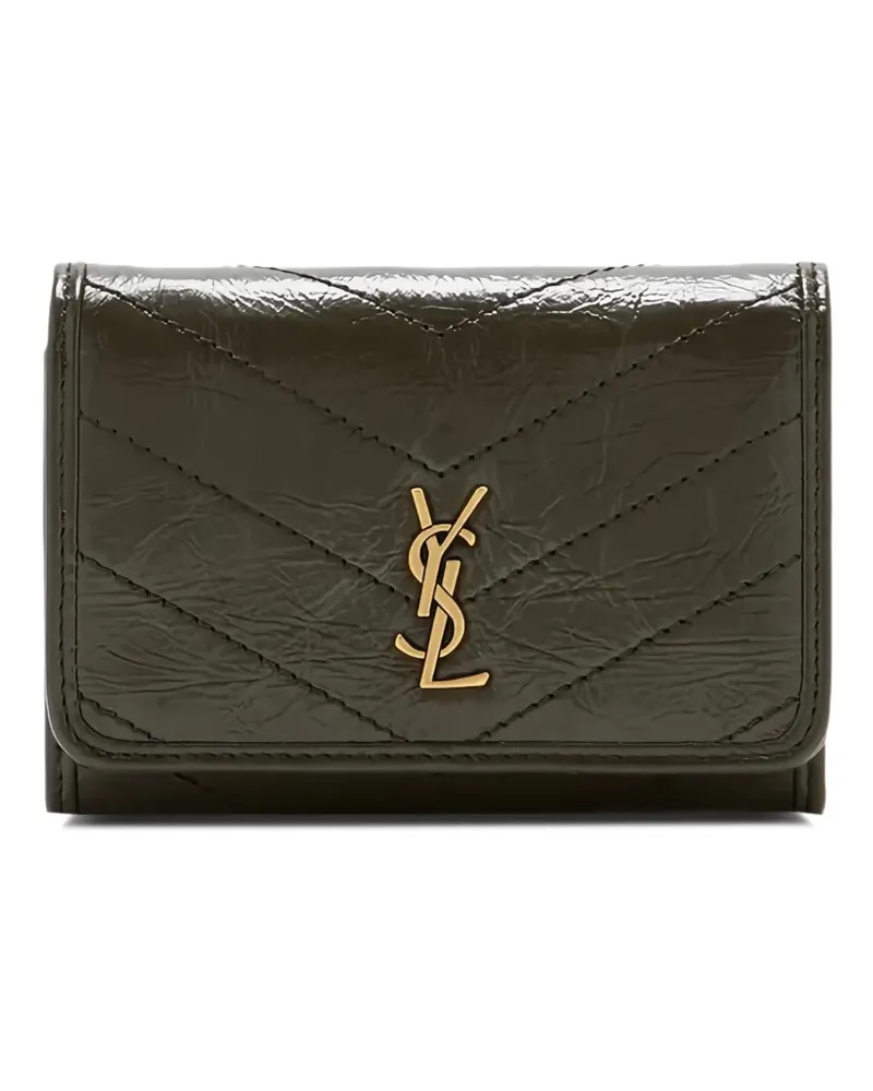 Saint Laurent Niki Slim Portemonnaie mit Steppung - Grün Grün