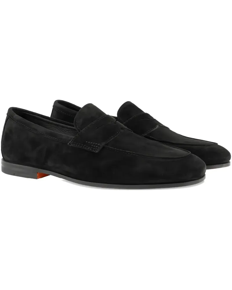 Santoni Flache Penny-Loafer - Schwarz Schwarz