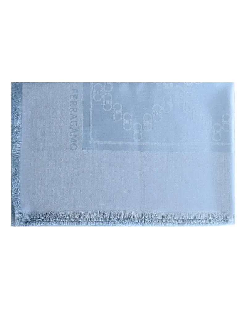 Ferragamo fringed logo scarf - Blau Blau
