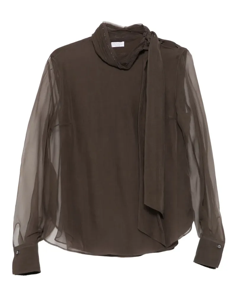 Brunello Cucinelli Bluse mit Schleifenkragen - Braun Braun