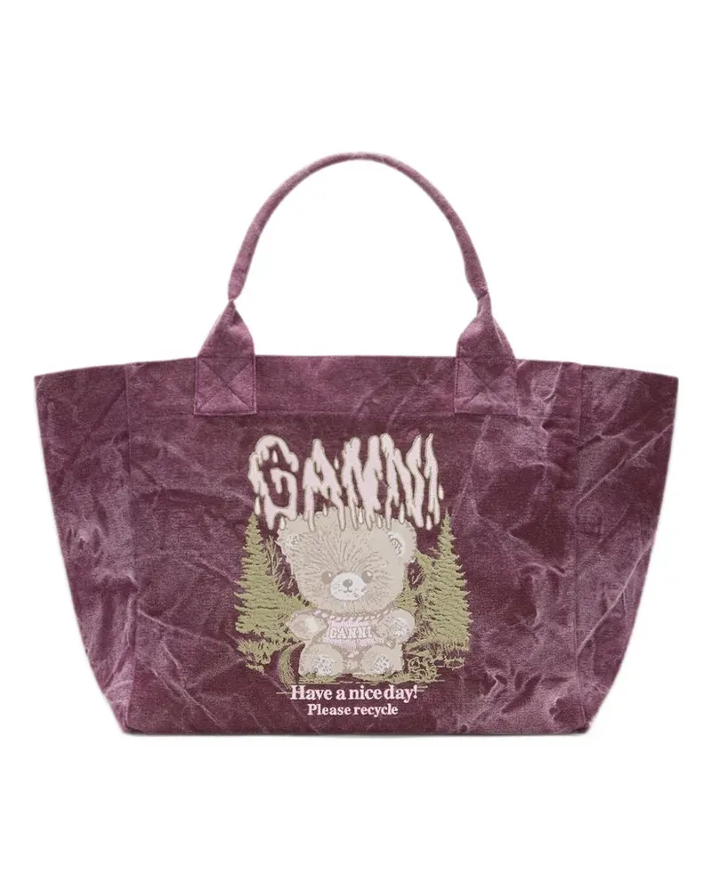 Ganni Mittelgroße Tote Bag mit Print - Rosa Rosa