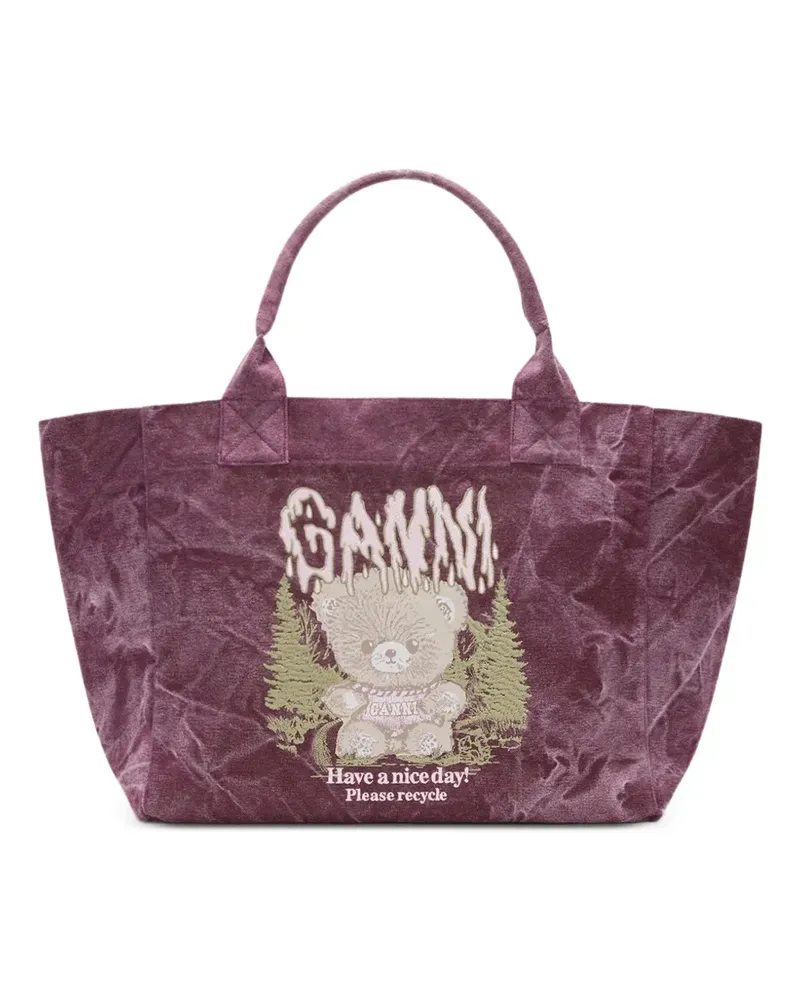 Ganni Mittelgroße Tote Bag mit Print - Rosa Rosa