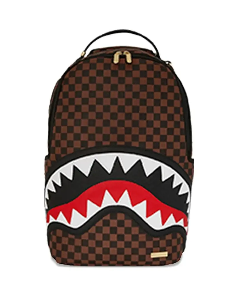 Sprayground Karierter Sawtooth Sharks in Paris Rucksack - Braun Braun