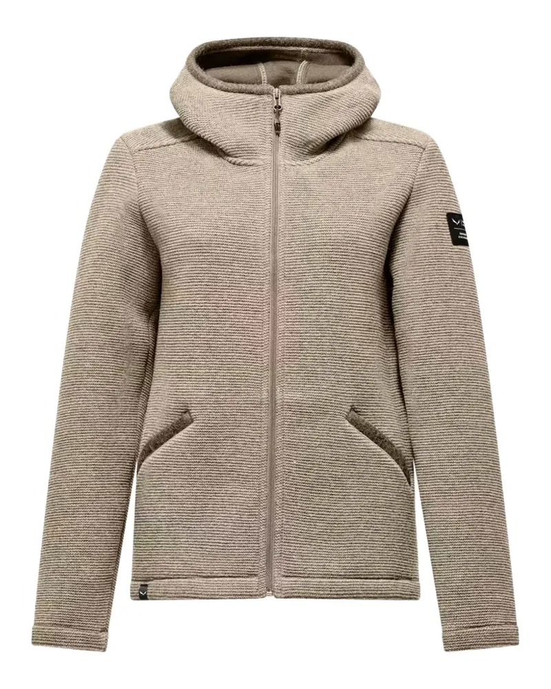 Salewa ribbed-knit hooded jacket - Nude Nude