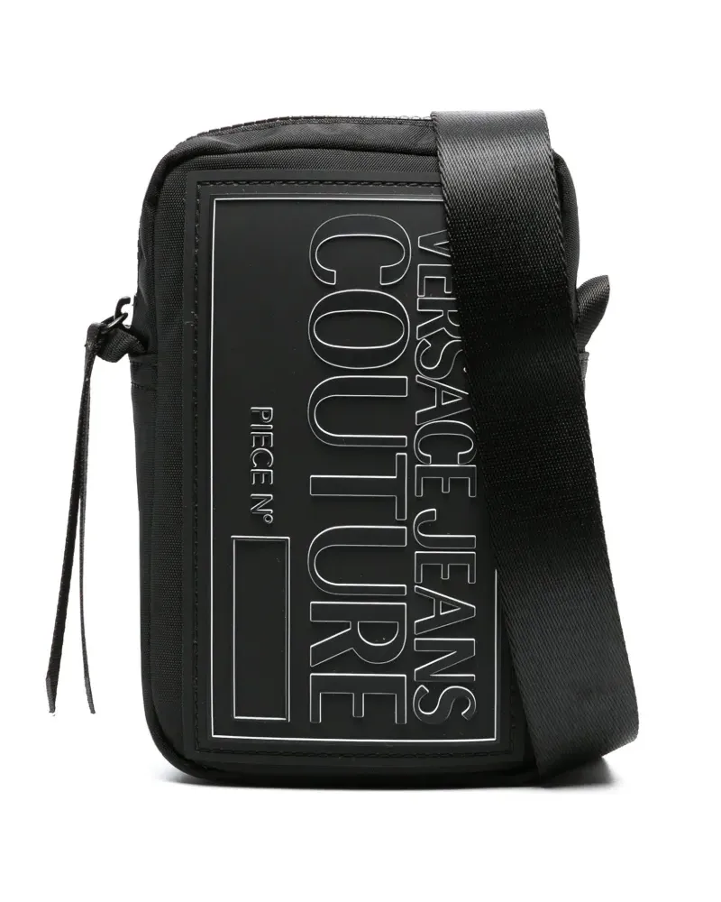 Versace Jeans Schultertasche mit Logo-Patch - Schwarz Schwarz