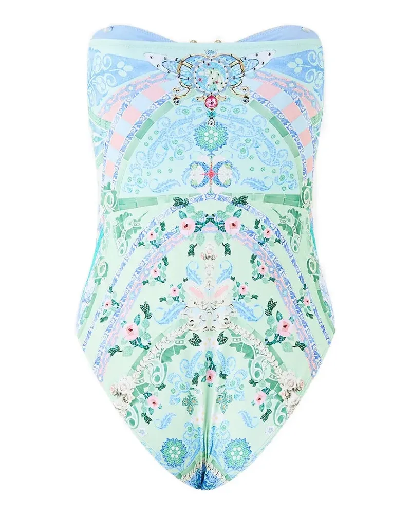 Camilla graphic-print swimsuit - Grün Grün