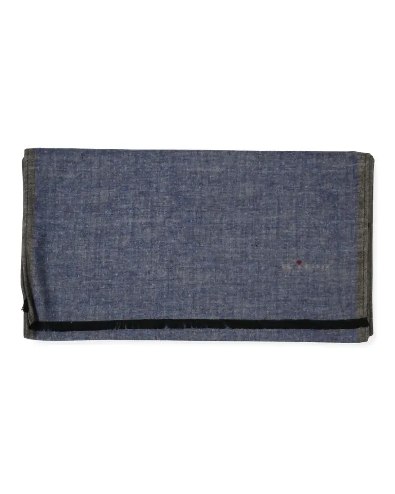 Kiton double-face frayed scarf - Blau Blau
