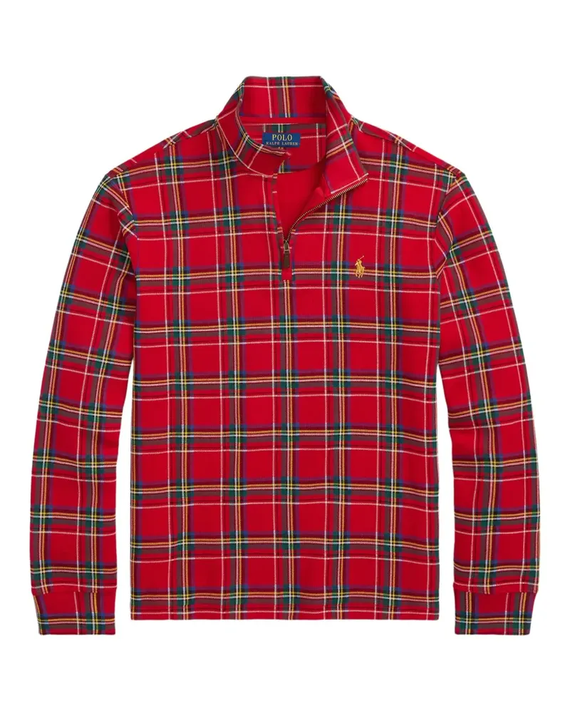 Ralph Lauren Kariertes Sweatshirt mit kurzem Reißverschluss - Rot Rot