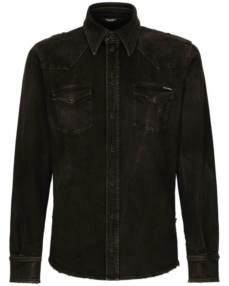 Dolce & Gabbana Jeanshemd im Distressed-Look - Schwarz Schwarz