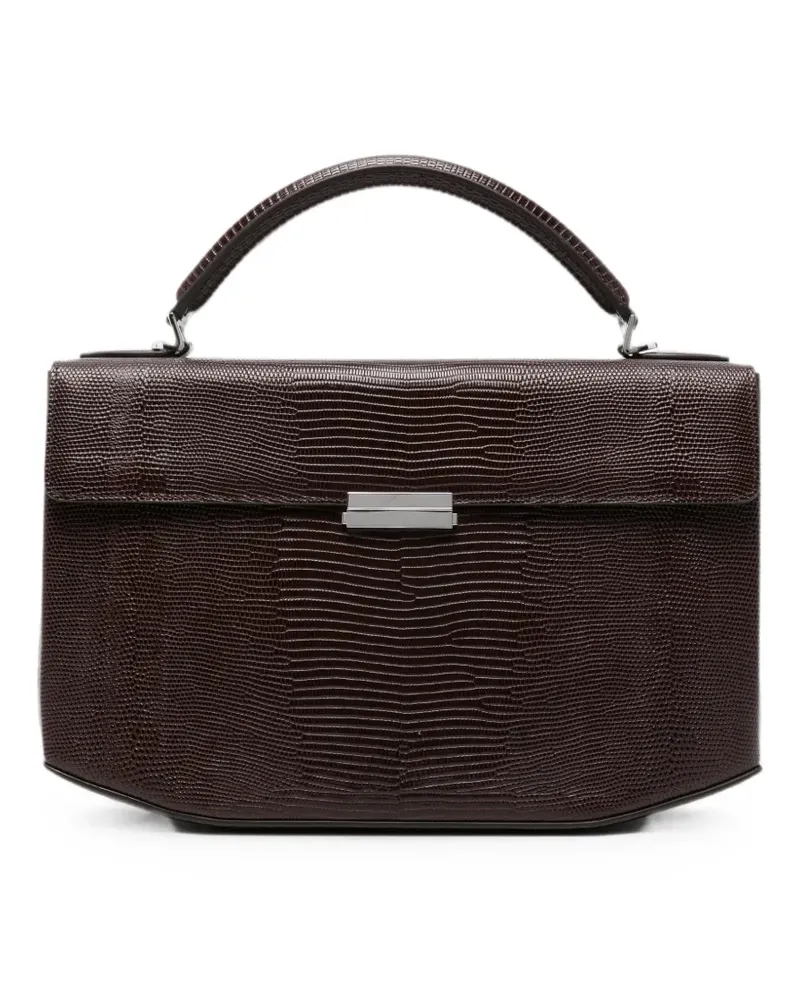 Totême Clip lizard-embossed tote bag - Braun Braun