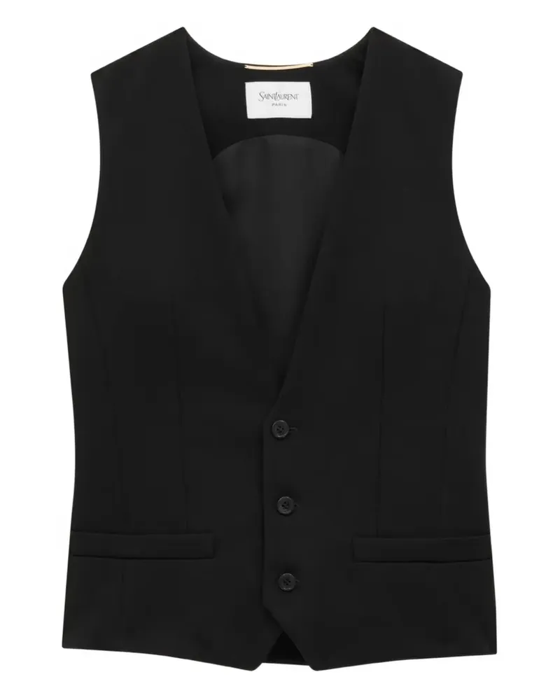 Saint Laurent Weste mit Knopfleiste - Schwarz Schwarz