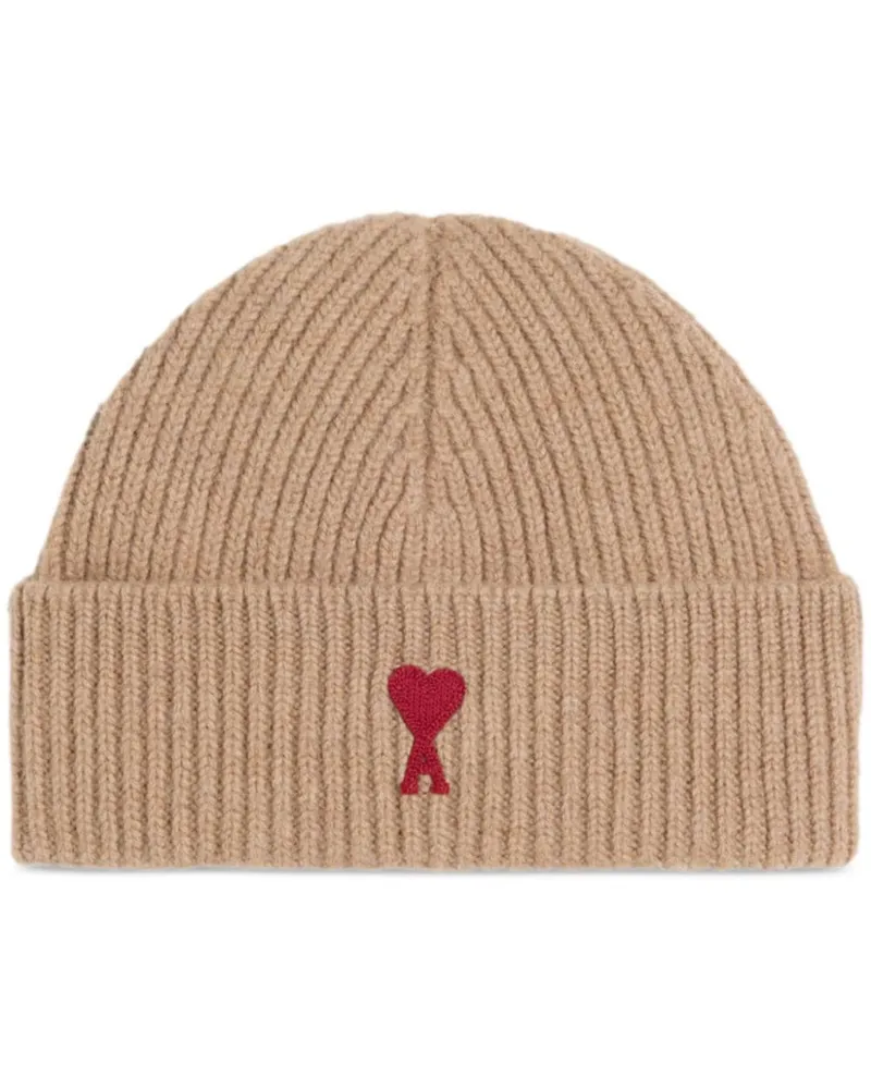 AMI Paris Gerippte Ami de Coeur Beanie - Nude Nude