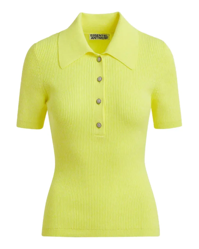 Essentiel Geripptes Jabric Poloshirt - Gelb Gelb