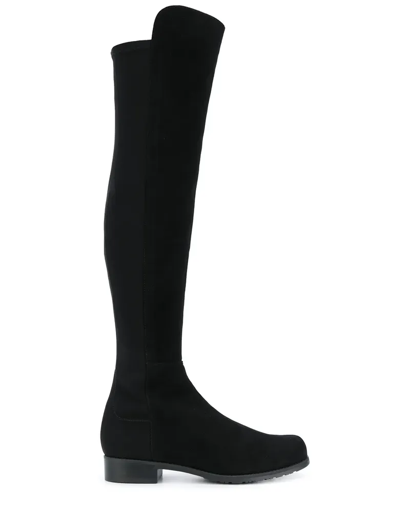 Stuart Weitzman Overknee-Stiefel mit asymmetrischem Bund - Schwarz Schwarz