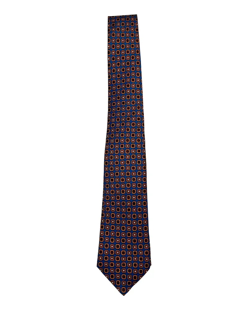 Kiton geometric-print silk tie - Blau Blau
