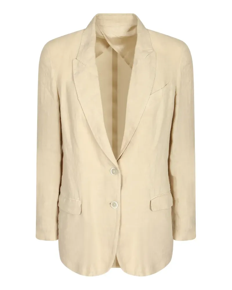 120% Lino notched-lapels single-breasted blazer - Nude Nude