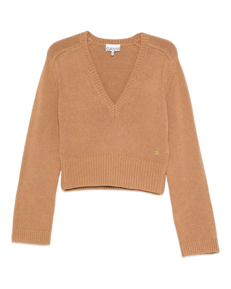 Ganni Pullover mit V-Ausschnitt - Braun Braun