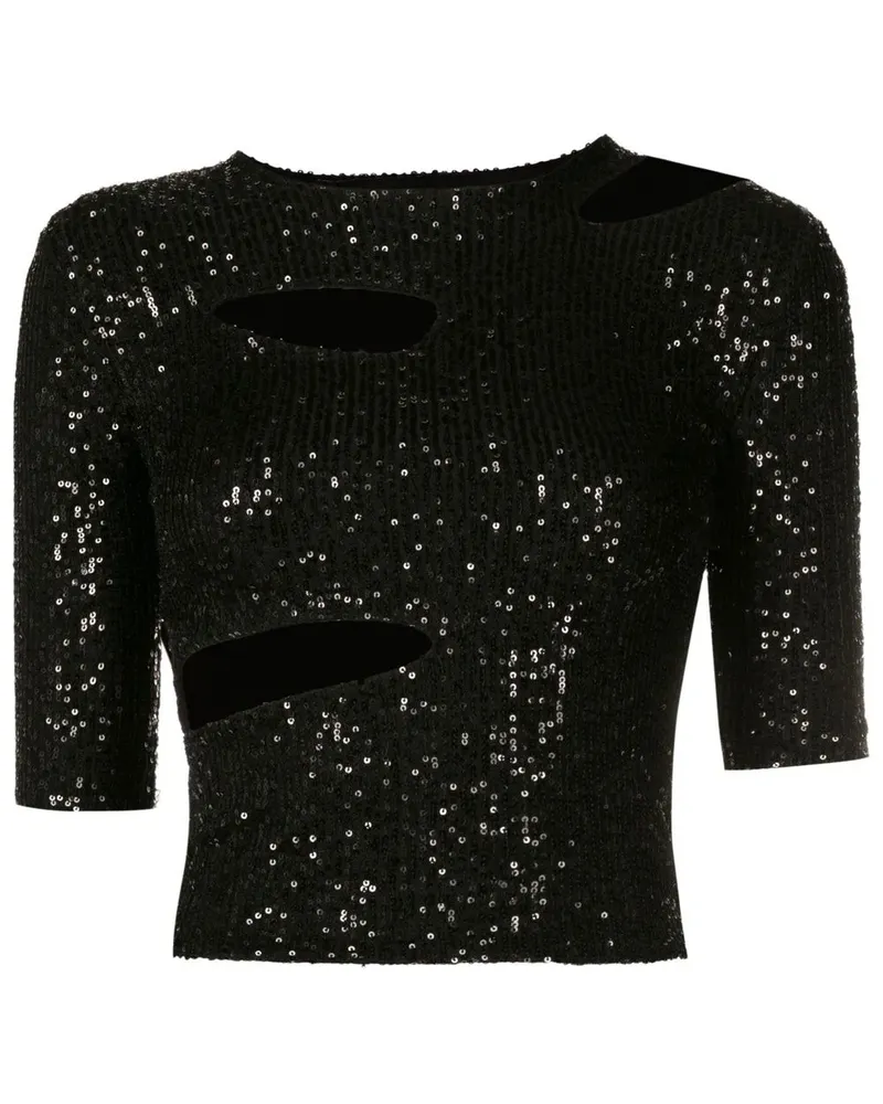 Gloria Coelho Cropped-Top mit Pailletten - Schwarz Schwarz