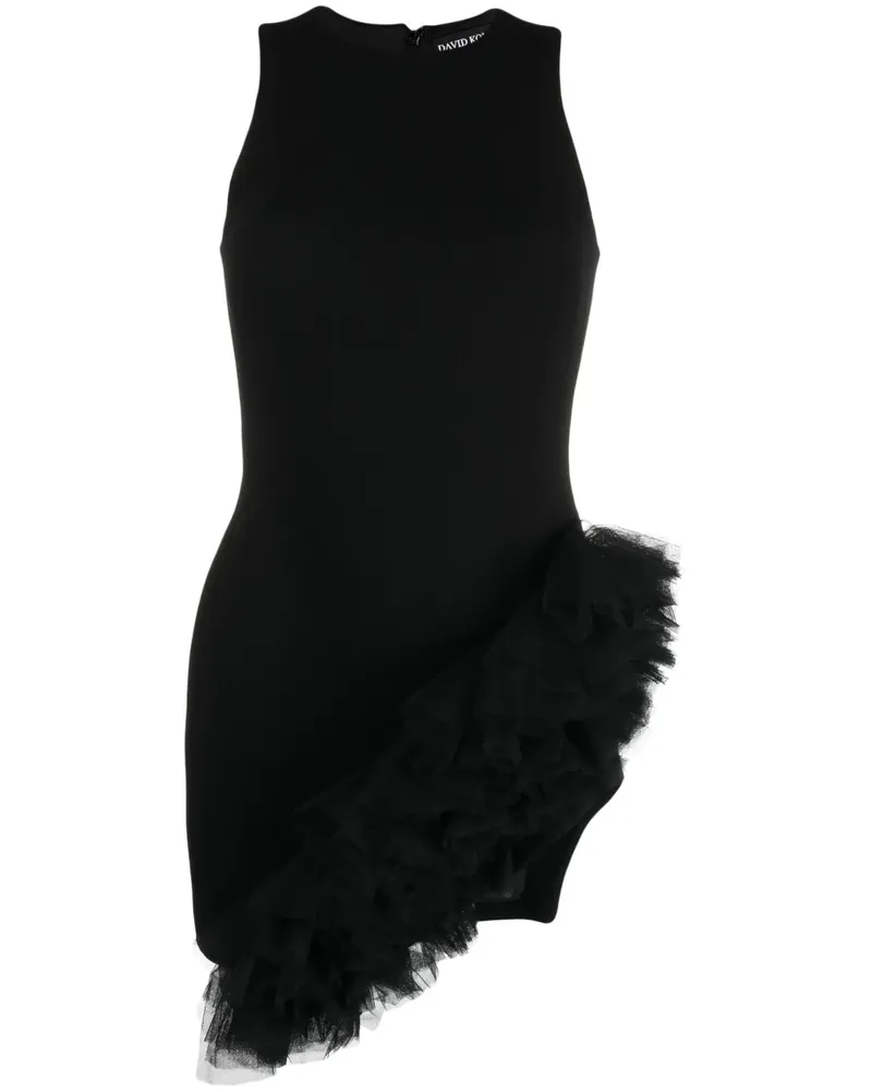 David Koma Minikleid mit Rüschensaum - Schwarz Schwarz
